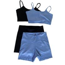 Kit 2 Conjuntos Verão Academia Cross Pilates Poliamida Zero Transparencia