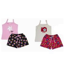 Kit 2 Conjuntos Verão Roupa Infantil Juvenil 1 ao 8 Menina