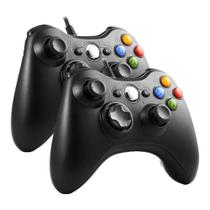 Kit 2 Controle Compatível com Console Xbox 360 Slim X360 e Pc/Computador Manete Joystick Com Fio USB Preto - T&Z