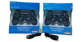 Kit 2 Controle DualShock 3 Wireless Ps3 Sony Oficial - Preto
