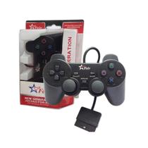 Kit 2 Controle Joystick Game Ps1 Ps2 Play 2 Com Fio Vibração - FEIR