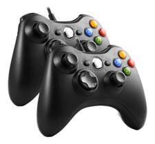 Kit 2 Controle Manete Compatível com Xbox 360 e Pc Com Fio Usb 2m Joystick