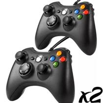 Kit 2 Controle Para X360 Slim Pc Gamer Joystick Manete Com Fio