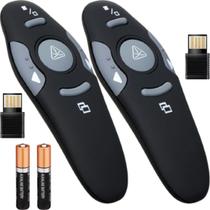 Kit 2 Controle Passador Slide Sem Fio Powerpoint Caneta Laser Apresentador Multimídia Usb