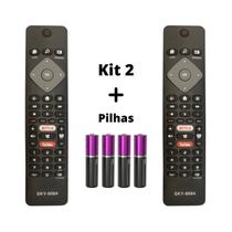 Kit 2 Controle Remoto Compatível Philips Smart Tv 4k Pilhas