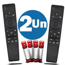 Kit 2 Controle Remoto Compatível Tv Smart Samsung 4k Com Comando De Voz Netflix Primevideo + Pilhas