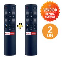 Kit 2 Controle Remoto Universal Compatível Smart TV LED TCL E Botoes Funções De Atalho Netflix