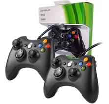 Kit 2 Controle Xbox 360 Pc Notebook Celular Com Fio Joystick