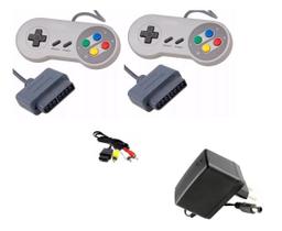Kit 2 Controles + 1 Fonte 1 Cabo Av Super Nintendo Snes video game retro