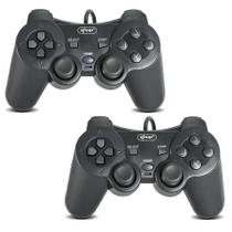 Kit 2 Controles Compatível com PS2 Com Fio Dualshock Preto