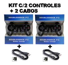 Kit 2 Controles Compatível Ps3 Playstation 3 Kapbom Sem Fio+2 Cabos