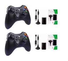 Kit 2 Controles Compatível Xbox 360 Sem Fio mais duas Baterias recarregáveis Slim Wireless Joystick manete