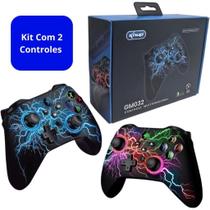 Kit 2 Controles Gammer Multifuncional Sem Fio Compatível Game Pass PC - Cor Preto LEDs incriveis RGB