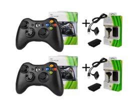 Kit 2 Controles Joystick Compatível Xbox 360 + 2 baterias Recarregáveis Slim Pc Sem Fio Wireless Bluetooth - Altomex