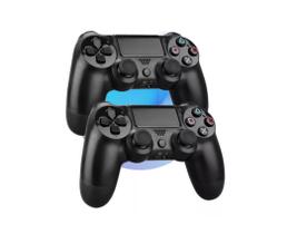 Kit 2 Controles Joystick Manete Compativel Ps4 Sem Fio PC Wireless Bluetooth Recarregavel Presente dia das Crianças