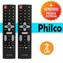 Kit 2 Controles Remoto Substituto Compatível Smart TV Philco LE-7054 Infravermelho Pronto Uso