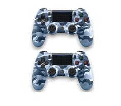 Kit 2 Controles Sem Fio Compativel Ps 4 Pc Gamer Joystick Manete Camuflado Doubleshock