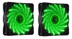 Kit 2 Cooler Fan 120mm 12cm 15 Leds Vermelho Azul Verde Branco Rosa