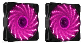 Kit 2 Cooler Fan 120mm 12cm 15 Leds Vermelho Azul Verde Branco Rosa