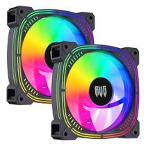 Kit 2 Cooler Fan Led Rainbow RGB 120mm para Gabinete Computador Desktop Revenger G-VR336