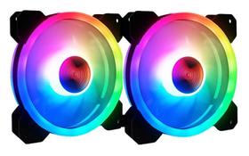 Kit 2 Cooler Rgb Fan 120mm 12cm Dupla Face Conector Controladora 6 Pinos