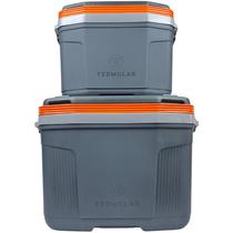 Kit 2 Coolers Térmicos 32 Litros e 20 Litros Caixa Térmica Termolar com Alça Trava e Porta Copos
