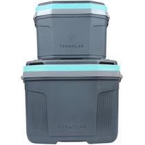 Kit 2 Coolers Térmicos 32 Litros e 20 Litros Caixa Térmica Termolar com Alça Trava e Porta Copos