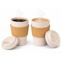 Kit 2 Copo De Café C/ Tampa E Mexedor 450ml Fibra Bambu Kit 2 Copo De Café C/ Tampa E Mexedor 450ml Fibra Bambu