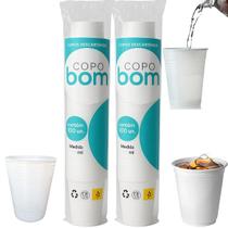 Kit 2 Copo Desc. Resistente 200ml Branco Água Copobom 200 Un