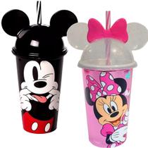 Kit 2 Copo Disney Mickey e Minnie C/ Orelhas 500 ML