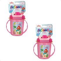 Kit 2 Copo Infantil Com Alças/Bico 320ML 6 Meses Rosa