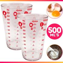 Kit 2 Copo Medidor Dosador Graduado Plástico 500 Ml Para Receitas
