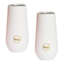 Kit 2 Copo Térmico Taça Espumante Champagne Inox 150ml Branco - Mokha