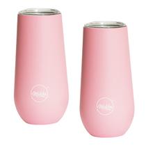 Kit 2 Copo Térmico Taça Espumante Champagne Inox 150ml Rosa Pink - Mokha Kit 2 Copo Térmico Taça Espumante Champagne Inox 150ml Rosa Pink - Mokha