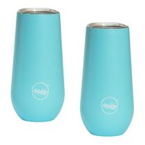 Kit 2 Copo Térmico Taça Espumante Champagne Inox a Vácuo 150ml Azul - Mokha Kit 2 Copo Térmico Taça Espumante Champagne Inox a Vácuo 150ml Azul - Mokha