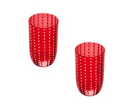 Kit 2 Copos Altos Acrílico Orquídea Vermelho 450 ml - Wolff