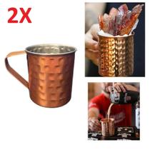 Kit 2 copos bebidas drink caneca moscow mule 350ml cerveja martelada rose gold com alça