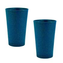 Kit 2 Copos Cancun Fibra Madeira Greencolors Azul 320Ml