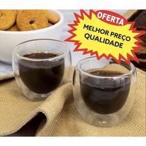 Kit 2 Copos/Canecas/Xícaras de Vidro Borossilicato Duplo Parede Dupla Isolante Térmico 80ml Dolce Home