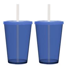 Kit 2 Copos Casal Canudo E Tampa Cinema Filmes 670ml Lisos Cor:azul Marinho Kit 2 Copos Casal Canudo E Tampa Cinema Filmes 670ml Lisos Cor:azul Marinho