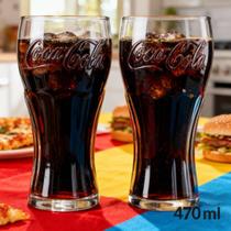 Kit 2 Copos Coca-Cola 470ml de Vidro Original Presente Retrô, Útil e Estiloso