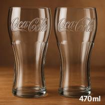 Kit 2 Copos CocaCola 470ml de Vidro Original Presente Retrô, Útil e Estiloso
