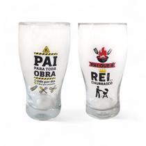 Kit 2 Copos Com Chaveiro Personalizado Vidro 580ml Dia Dos Pais Presente Cerveja