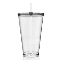 Kit 2 Copos Com Tampa E Canudo 550 Ml Acrílico Da Krystalon Kit 2 Copos Com Tampa E Canudo 550 Ml Acrílico Da Krystalon
