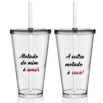 Kit 2 Copos Com Tampa E Canudo Casal De Namorados