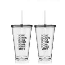 Kit 2 Copos Com Tampa E Canudo Lista Black Lives Matter Kit 2 Copos Com Tampa E Canudo Lista Black Lives Matter
