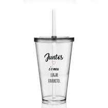Kit 2 Copos Com Tampa E Canudo Personalizados Lugar Favorito