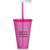 Kit 2 Copos Com Tampa E Canudo Rosa Personalizados Para Live