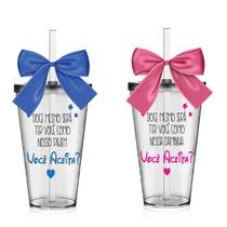 Kit 2 Copos Convite Para Pajem&Daminha - Tema Você Aceita