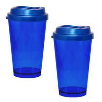 Kit 2 Copos Cristal Mug Azul 320Ml Plástico